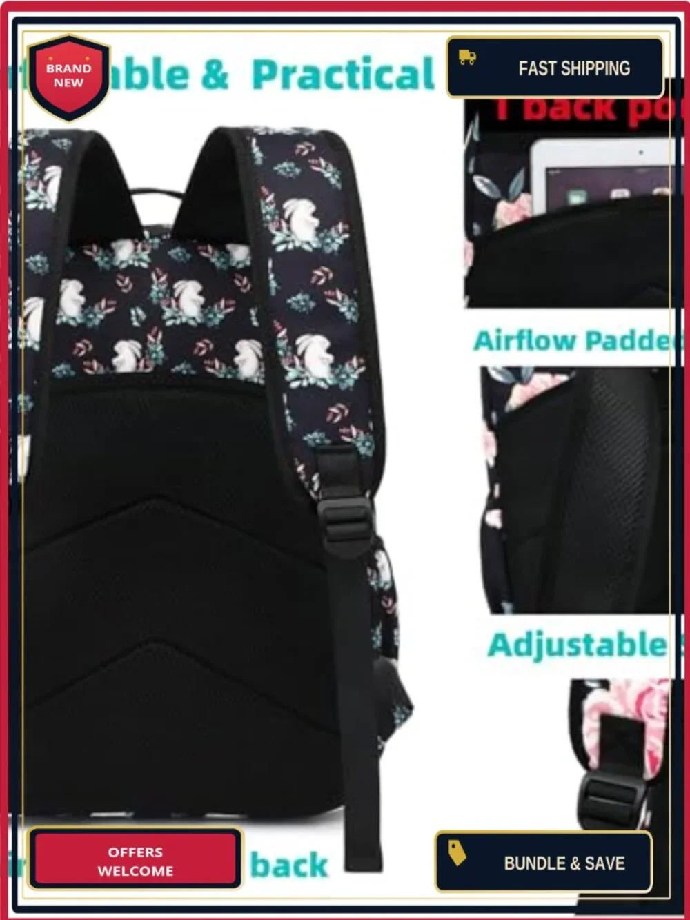 Lightweight Travel Backpack for Women with Laptop Compartment, Water-Resistant